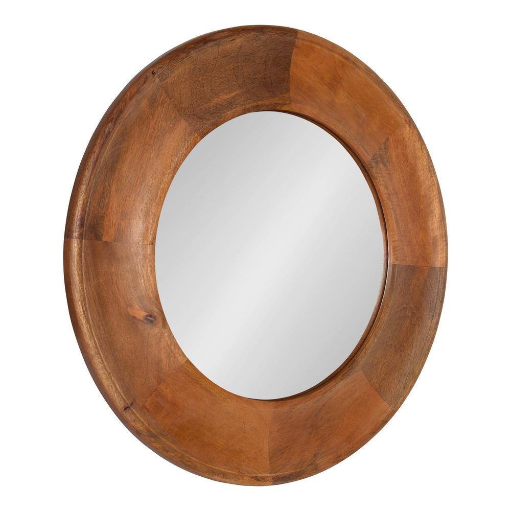 Kate and Laurel Medium Round Walnut Brown Classic Mirror (30 in. H x 30