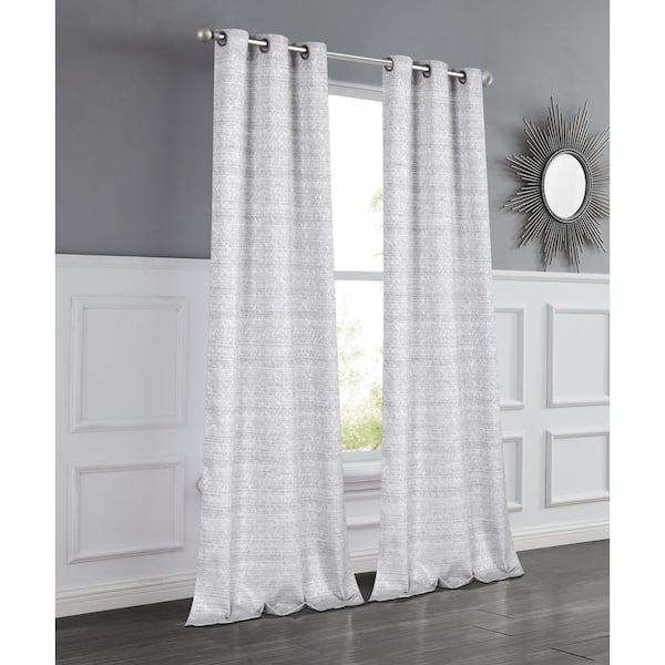 Dainty Home Madison Silver 3D Jacquard Threaded Lurex Textured Weaved Window Panel Pair 76 in. W x 96 in. L ( Set of 2)