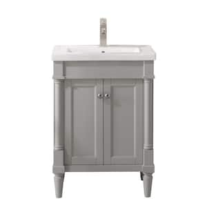 24 in. Bath Vanity in Gray with Ceramic Vanity Top in White with White Basin