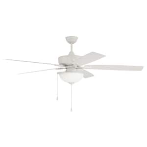 Outdoor Super Pro Plus-211 60 in. Indoor/Outdoor Dual Mount White Ceiling Fan with Optional LED Bowl Light Kit