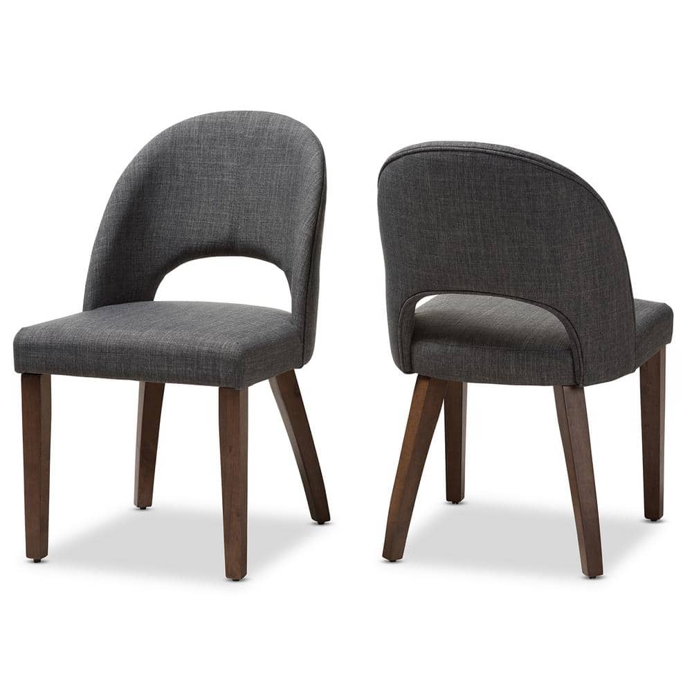 Parsons High-Back Side Chair in Dark Grey with Wood & Cane