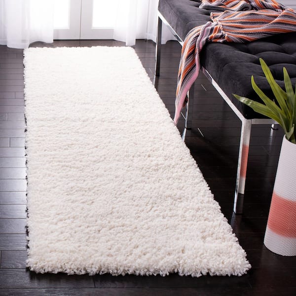 Fontana Shag 2 ft. x 14 ft. Ivory Solid Runner Rug
