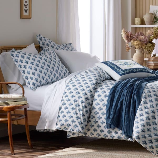 Company Cotton Suhana Garment Wash Blue Full Cotton Percale Duvet Cover