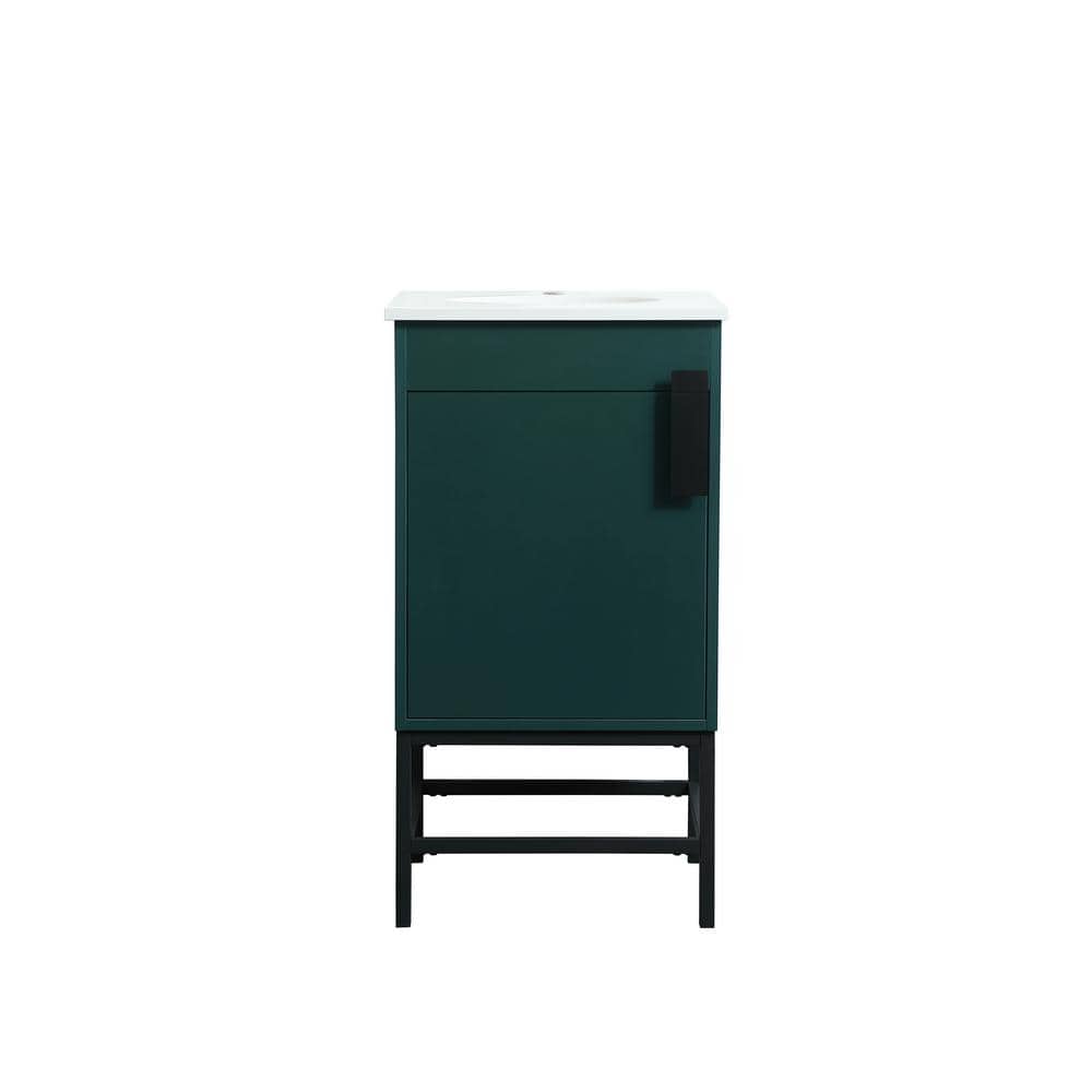 Timeless Home 19 in. W x 18 in. D x 33.5 in. H Bath Vanity in Green with Iv
