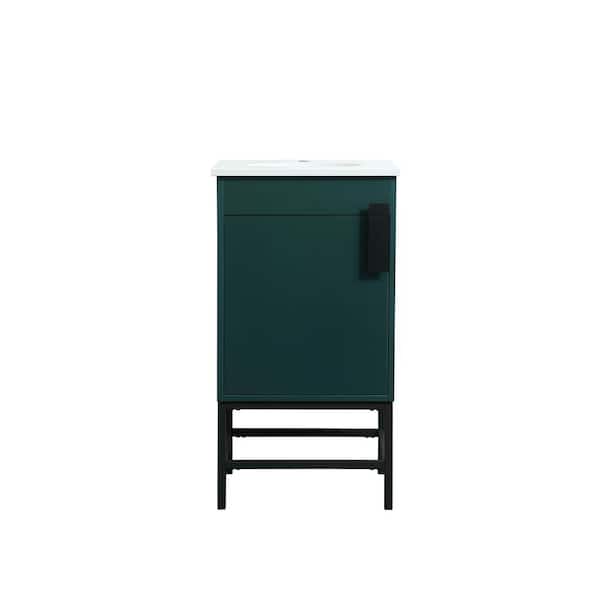 Unbranded Timeless Home 19 in. W x 18 in. D x 33.5 in. H Bath Vanity in Green with Ivory White Engineered Stone Top