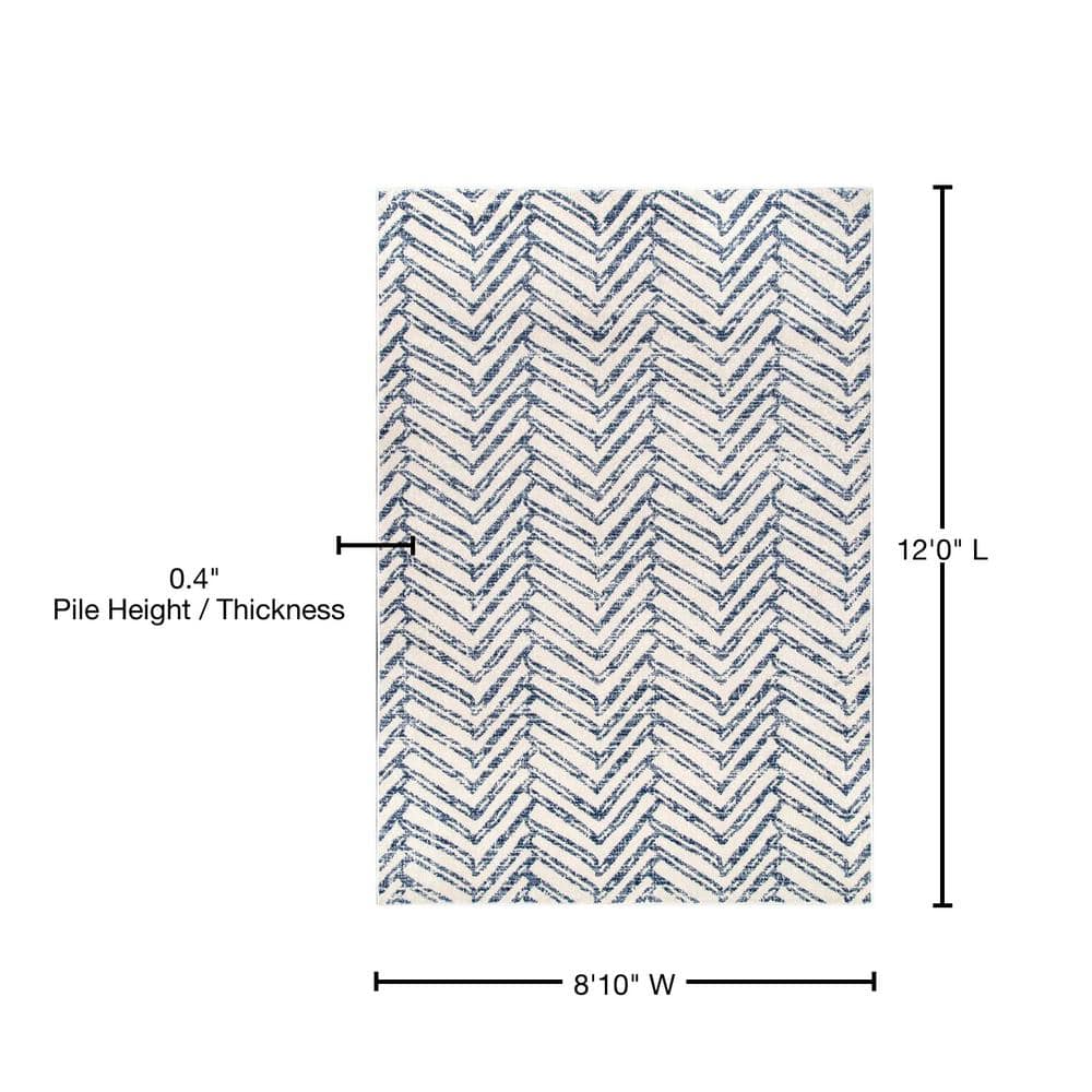 Rosanne Blue Geometric 52" Synthetic Easy-Care Area Rug