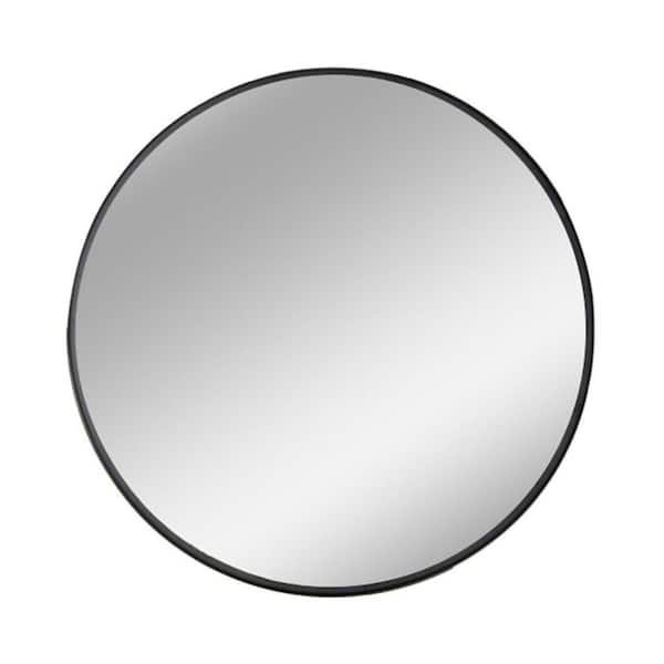 Unbranded 24 in. W x 24 in. H Round Framed Wall Bathroom Vanity Mirror in Black