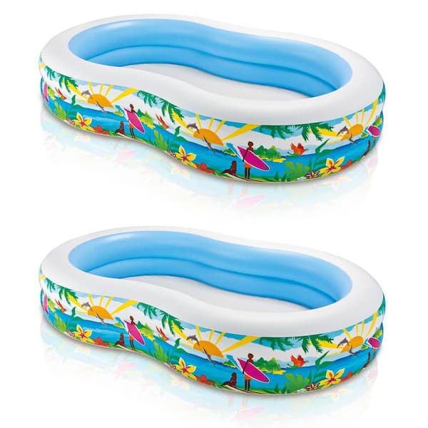 Intex Kidney Swim Center 103 in. x 63 in. x 18 in. D Inflatable Paradise Seaside Kids Swimming Pool (2-Pack)