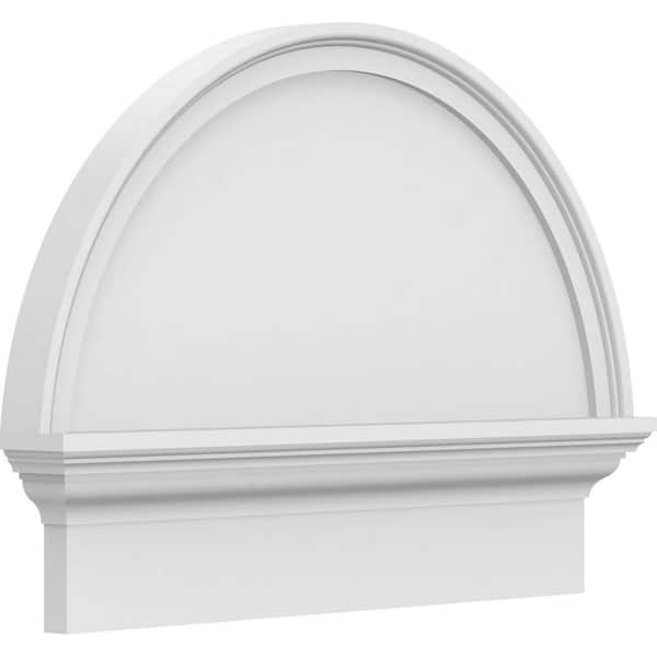 Ekena Millwork 2-3/4 in. x 24 in. x 18-3/4 in. Half Round Smooth Architectural Grade PVC Combination Pediment Moulding