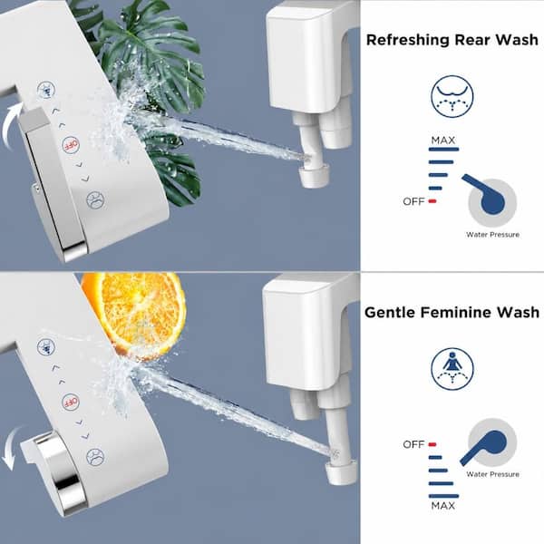Clirass Ultra-Slim Bidet Attachment – Dual Nozzle (Feminine & Posterior Wash), Non-Electric Fresh Water Bidet With Adjustable Pressure, Quick-Release, Tool-Free Install