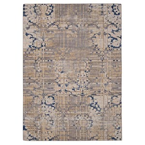 Ocala Navy and Sand 3 ft. x 5 ft. Washable Polyester Indoor/Outdoor Area Rug