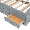 Harper & Bright Designs Gray Wood Frame Twin Size Platform Bed with Storage Headboard, Outlets, Twin Size Trundle and 3 Storage Drawers LHC190AAE-T