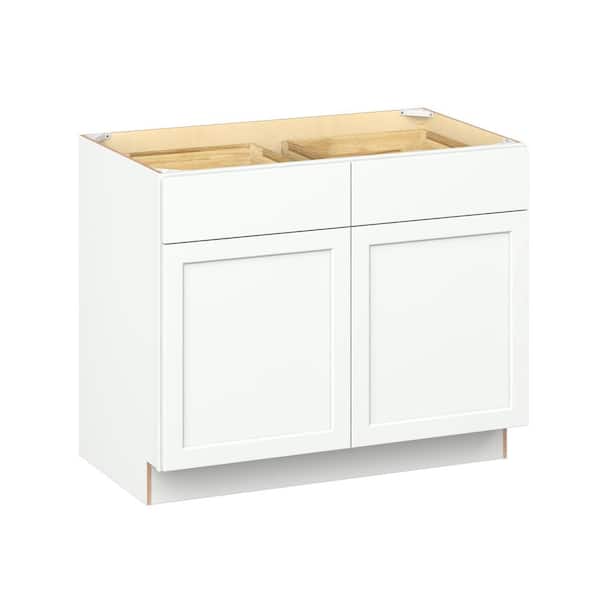 Emerson Pure White Base 2-Drawer with 2-Door Ready to Assemble Kitchen Cabinet (42 in. W x 34.5 in. H x 24-in. D)