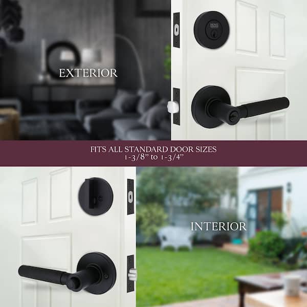 Woodcliff Matte Black Single Cylinder Door Lever Combo Pack Featuring Dual Keyway