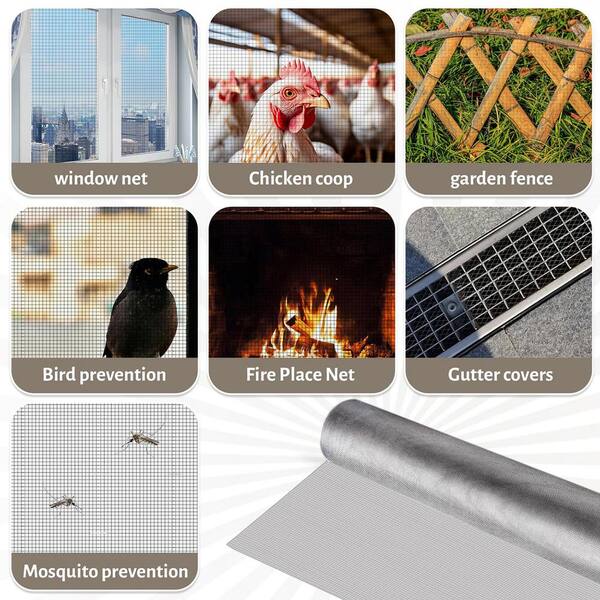 Angel Sar 2 ft. x 9.83 ft. 304 Stainless Steel Welded Wire 20-Mesh Air Vent Window Screen for Door Patio Cover, Cage Garden