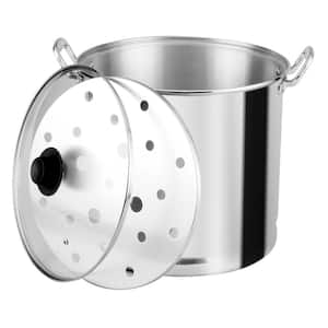 108.4363-Cups Silver Steamer Stock Pot with Glass Lid