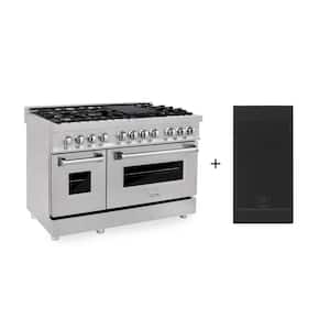 48 in. 7 Burner Double Oven Dual Fuel Range in Fingerprint Resistant Stainless Steel with Griddle