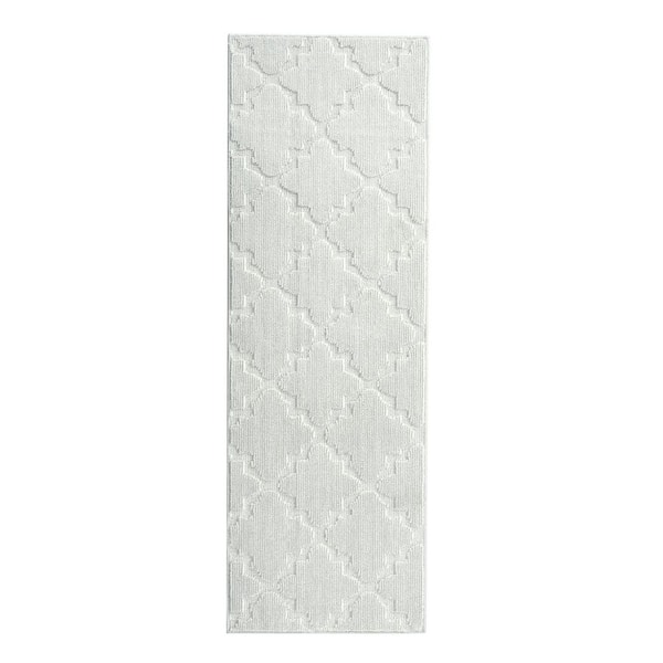 Garvee Beige Grey 2 ft. x 6 ft. Diamond Geometric Area Rug