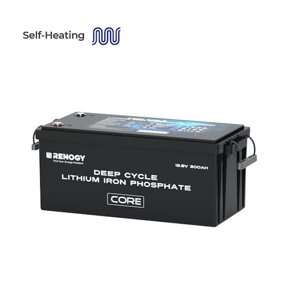 Core Series 12V 300Ah Self heating Lithium LiFePO4 Deep Cycle Battery, 5000+Deep Cycles, 200A BMS, Backup Power