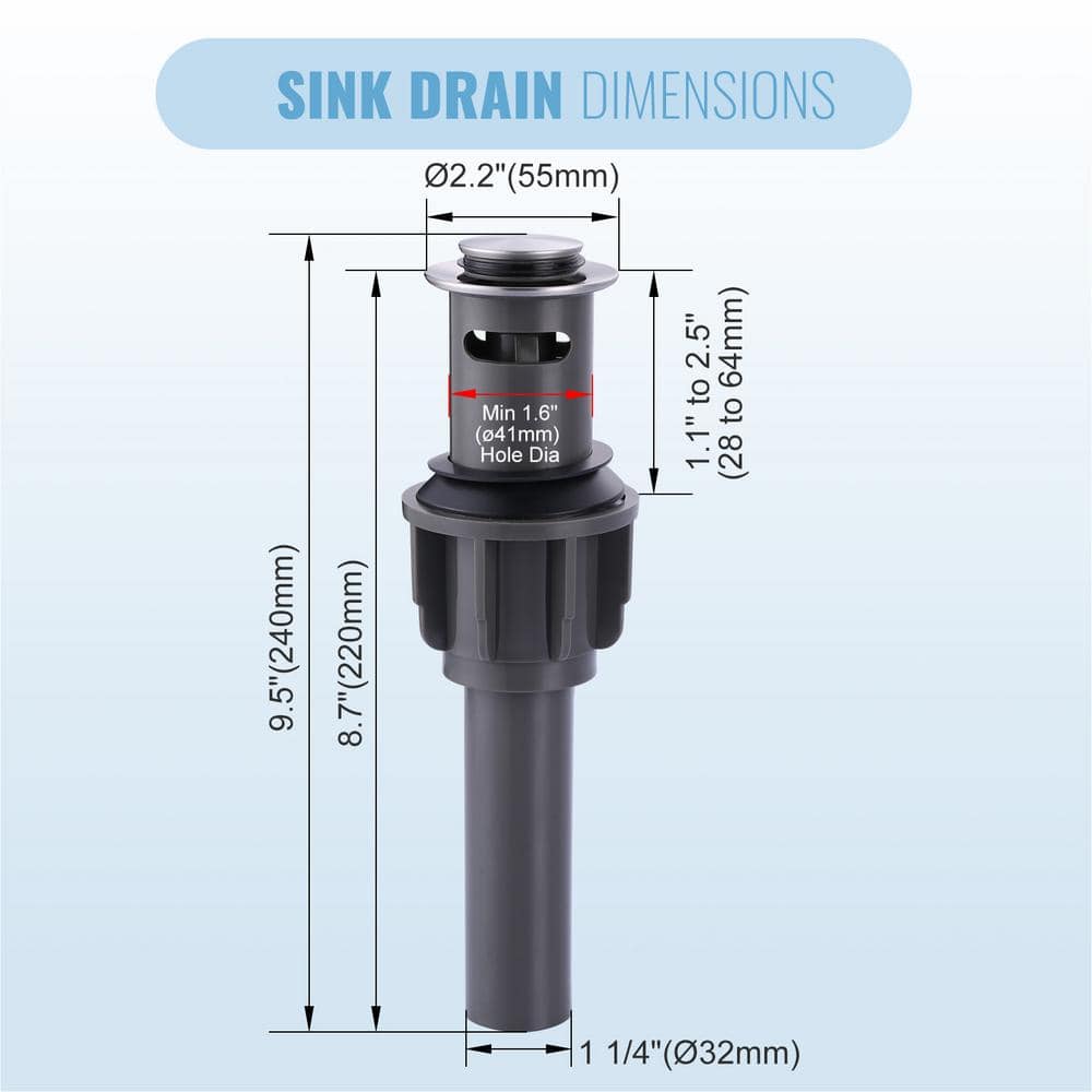 Brushed Nickel Pop-Up Bathroom Sink Drain with Overflow