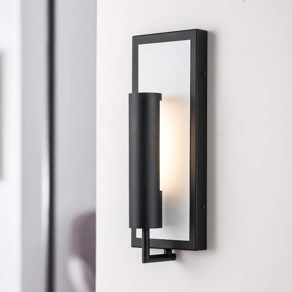 Rennnsan Chelsea 13.7 in. Medium Modern Black Integrated LED Outdoor Wall Light Sconce