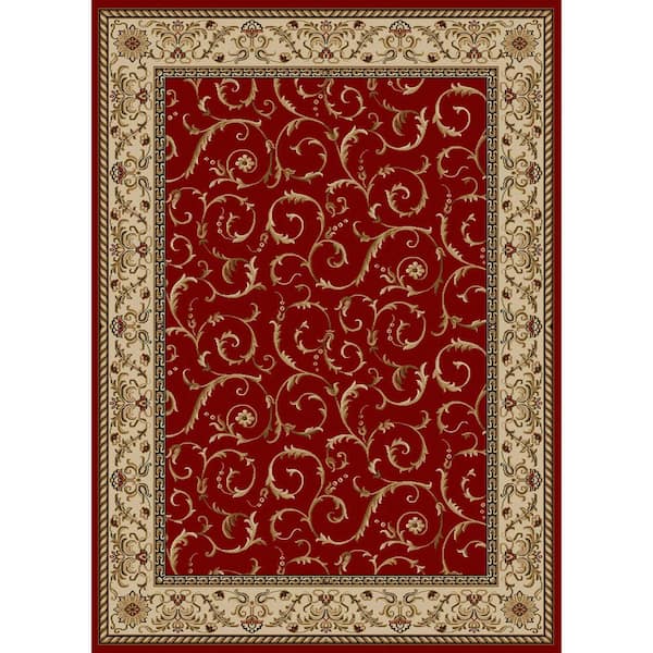 Unbranded Como Red 3 ft. x 5 ft. Traditional Floral Scroll Area Rug