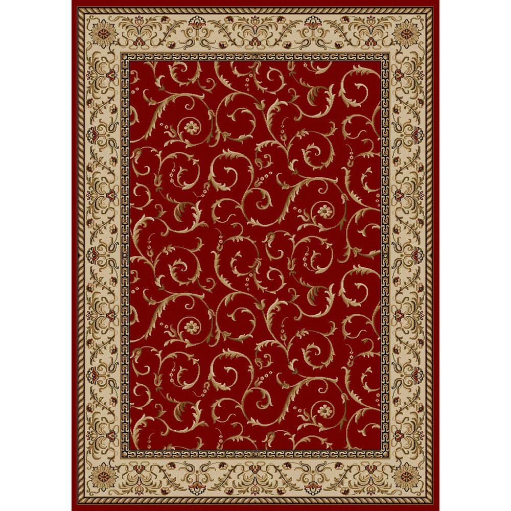 Como Red 5 ft. x 7 ft. Traditional Floral Scroll Area Rug