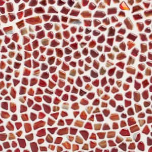 Fargin Pebble Sunset Red 11.88 in. x 11.88 in. Polished Glass Wall Mosaic Tile (0.98 Sq. Ft./Each)