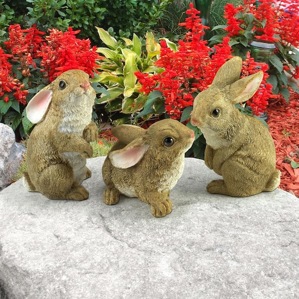 Bunny Rabbit - Adorable Bunny Rabbit Sitting Down W/ Lady Bug 2024 Statue for Home Decor, Garden Decor, Outdoor Statue