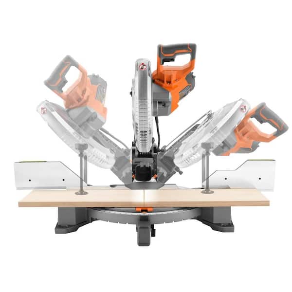 RIDGID - 15 Amp Corded 12 in. Dual Bevel Miter Saw with Adjustable Laser Guide, Carbide Tipped Blade, and Dust Bag