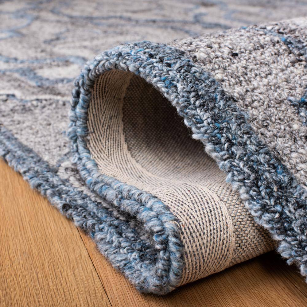 Hand-Tufted Abstract Blue Wool & Viscose 9' x 12' Area Rug