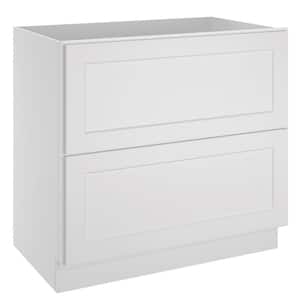 36 in. W x 24 in. D x 34.5 in. H in Shaker Dove Plywood Ready to Assemble Floor Base Kitchen Cabinet with 2 Drawers