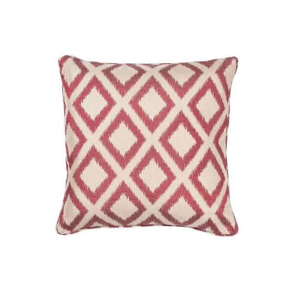 Kas Rugs Rustic Chic Red Geometric Hypoallergenic Polyester 20 in. x 20 in. Throw Pillow