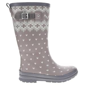 Women's Fair Isle Tall Rubber Boot - Taupe Size 6