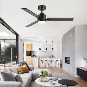 Alonso 48 in. Indoor Black Ceiling Fan with Integrated LED Light and Remote Control Included