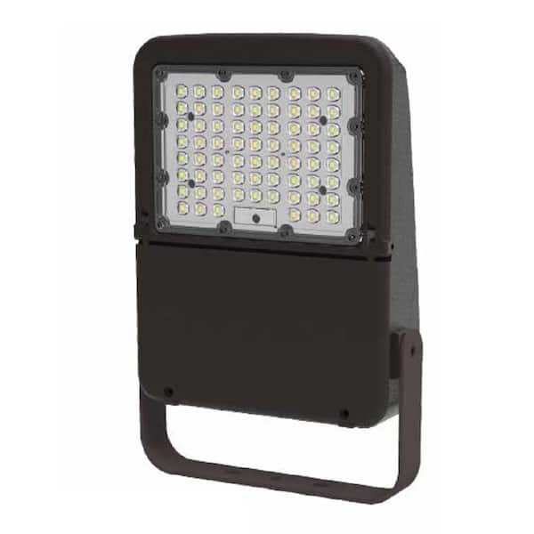 HALCO LIGHTING TECHNOLOGIES 120-Volt to 277-Volt Yoke Mount Line Voltage Bronze Outdoor Integrated LED Large Landscape Flood Light, Daylight 5000K