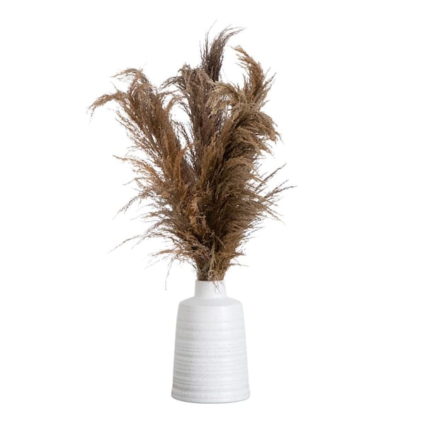 Nearly Natural 30in. Brown Dried Natural Pampas Grass Arrangement in Ceramic Vase