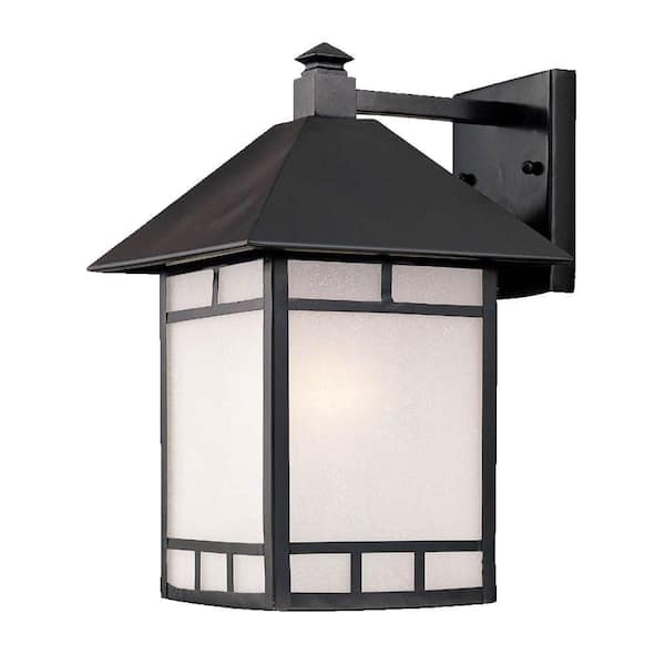 Artisan Collection 1-Light Matte Black Outdoor Wall Lantern Sconce