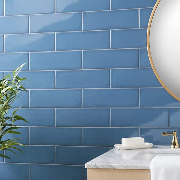 Remington Blue 3.93 in. x 11.81 in. Polished Porcelain Wall Tile (13.55 sq. ft./Case)