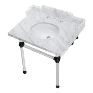 Fauceture 30 in. Marble Console Sink Set with Acrylic Legs in Marble White/Matte Black