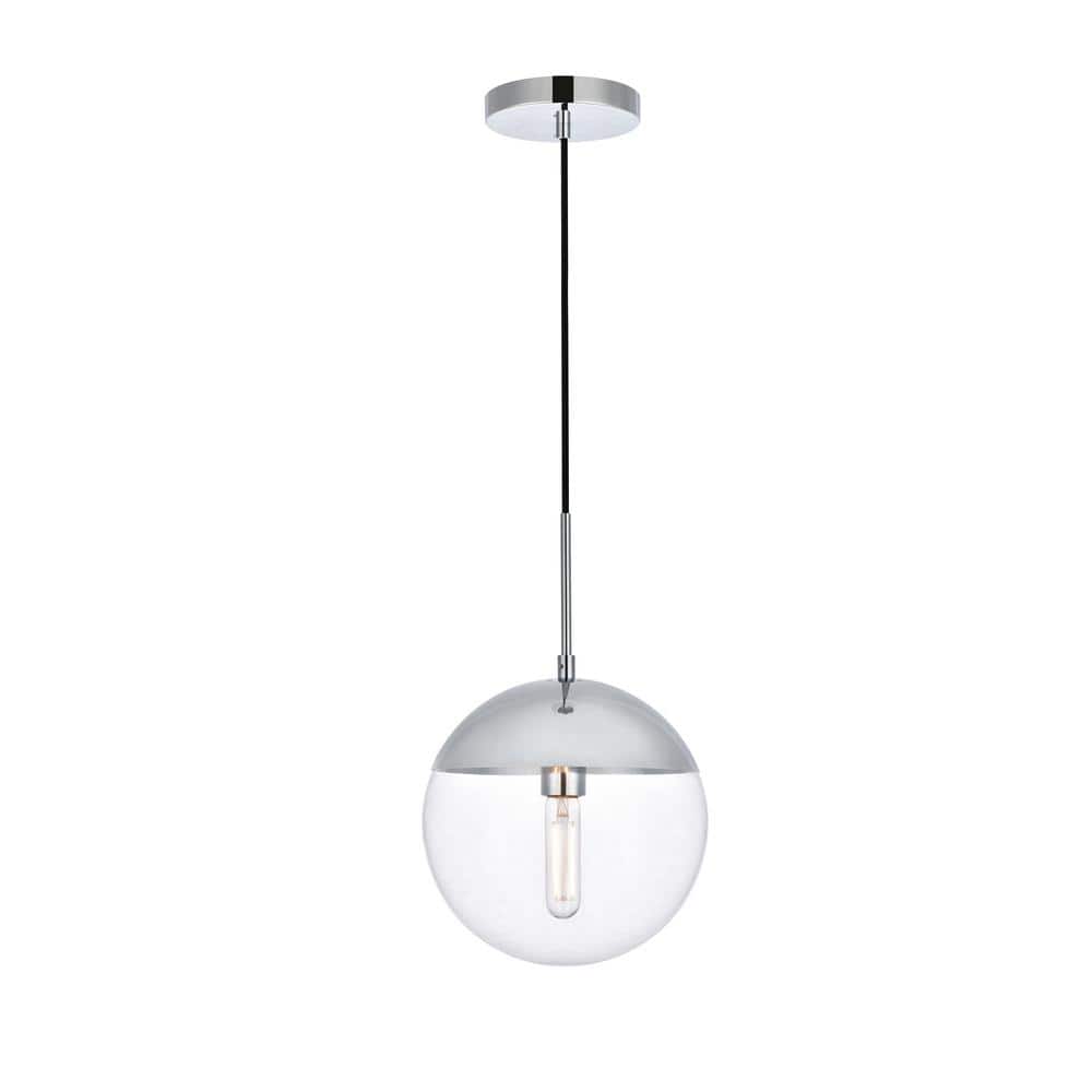 Timeless Home 10 in. 1-Light Chrome and Clear Pendant Light, Bulbs Not Incl