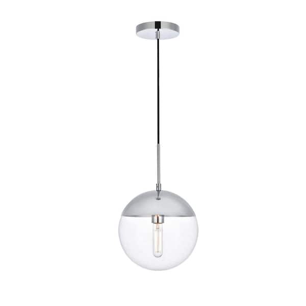 Unbranded Timeless Home 10 in. 1-Light Chrome and Clear Pendant Light, Bulbs Not Included