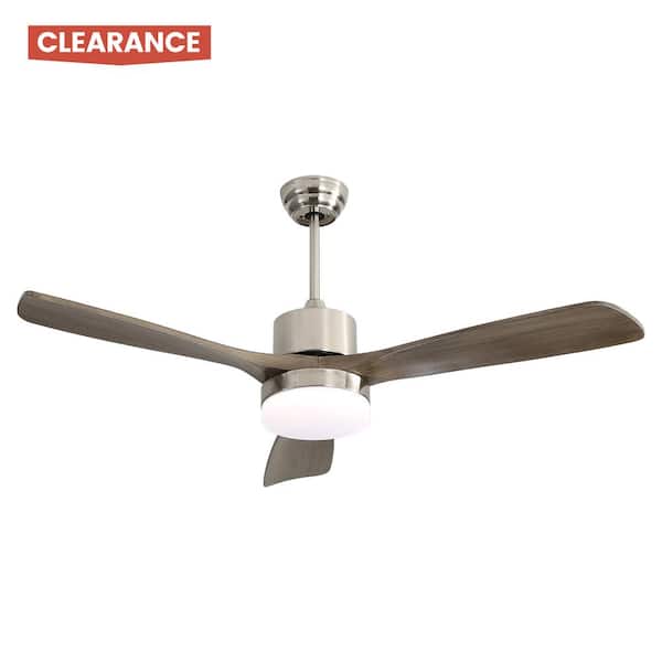 BANSA ROSE 52 in. 3 Blade Sand Nickel (Plated) Ceiling Fan Light LED Integrated For Indoor/Outdoor , DC Motor, 6 Speed Remote