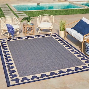 Mickey Mouse Navy/Sand 5 ft. x 7 ft. Border Indoor/Outdoor Area Rug