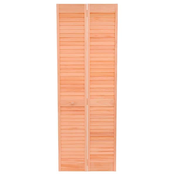 Home Fashion Technologies 28 in. x 80 in. Louver/Louver Stain Ready Solid Wood Interior Closet Bi-fold Door