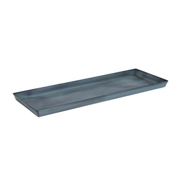 ACHLA DESIGNS 9" x 1" x 23'' L Medium Nantucket Blue Ground Planter Box, Galvanized Steel, Nantucket Blue, Set of 2