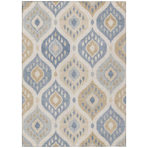 Chantille Machine Washable Indoor/Outdoor Abstract ACN3123 Denim 5 ft. x 7 ft. 6 in. Area Rug