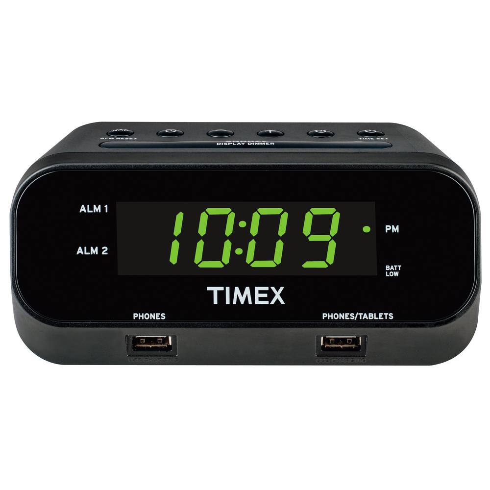 TIMEX RediSet Dual Alarm Clock With Dual USB Charging And Extreme 