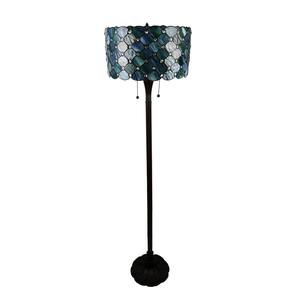 58 in. Contemporary Tiffany 2-Light Blue Jeweled Bronze Floor Lamp