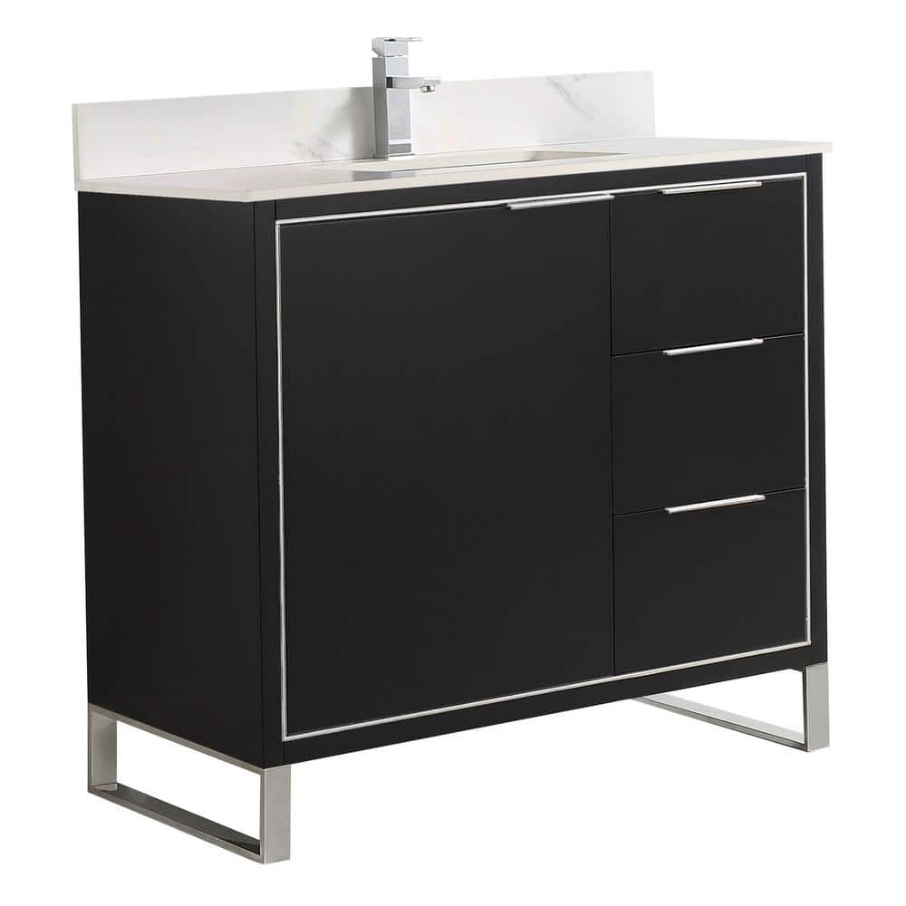 Opulence 36 in. W x 18 in. D x 33.5 in. H Bath Vanity in Black Matte with White Carrara Single sink Top price history on PriceWatchPro